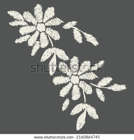 simple floral design, embroidery design, vector flower print artwork, graphic for women's top Royalty-Free Stock Photo #2160864745