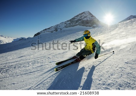 Skier in mountains