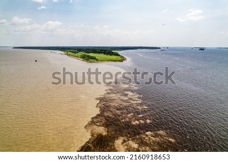 Amazon and Rio Negro, Manaus city, Brazil. High quality photo