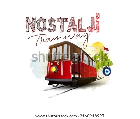 Logo design with "nostalji tramvay" text Royalty-Free Stock Photo #2160918997