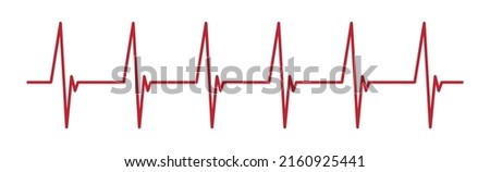 Heart pulse - curved red line on white background, medical tests - Vector illustration