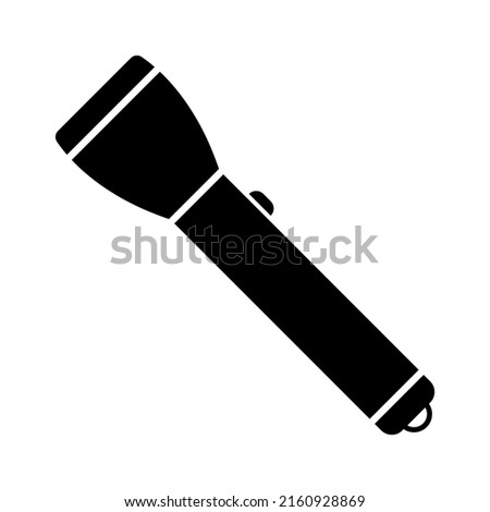 Flashlight icon. Pocket flashlight. Black silhouette. Side view. Vector simple flat graphic illustration. Isolated object on a white background. Isolate.