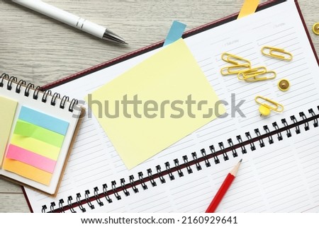 notebook, pencil, adhesive paper, ready to meet and write down an amazing idea