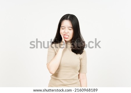 Suffering Toothache Of Beautiful Asian Woman Isolated On White Background
