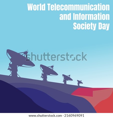 illustration vector graphic of silhouette satellite emitting waves into the sky, perfect for world telecommunication and society day, technology, celebrate, greeting card, etc.