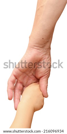child's hand isolated on white background