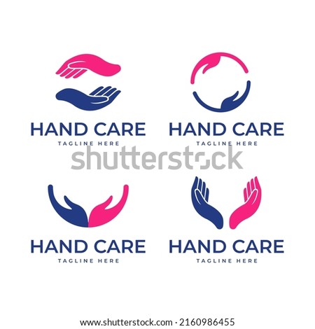 hand care logo design template. hand care vector icon illustration Royalty-Free Stock Photo #2160986455