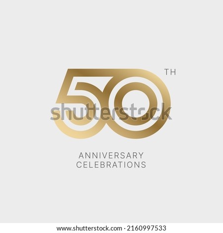 50 years anniversary logo design on white background for celebration event. Emblem of the 50th anniversary. Royalty-Free Stock Photo #2160997533