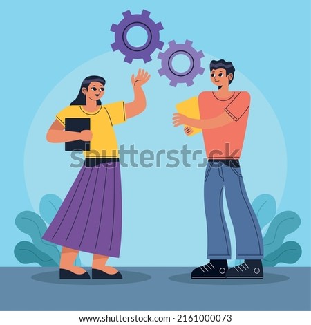 couple with gears and documents