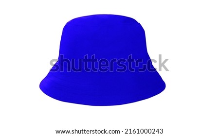 blue bucket hat isolated on white background.