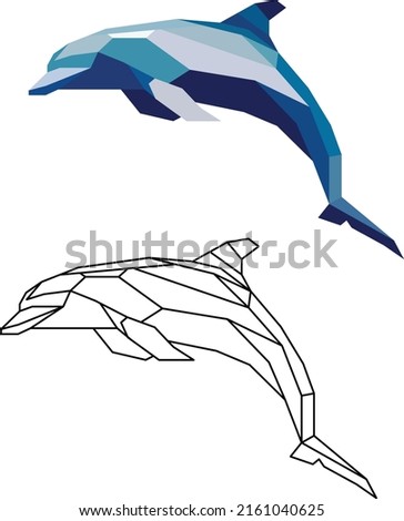 dolphin from triangles, geometric logo