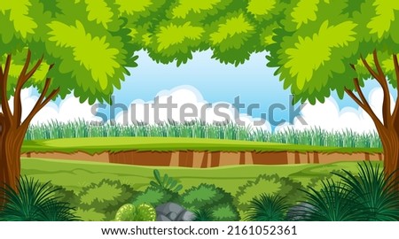 Empty forest environment background illustration