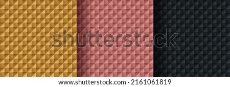 Set of golden, rose gold and black abstract geometric shape pattern, Luxury 3D triangles pattern background. Can use for cover, artwork, print ad, poster, web banner. Simple and minimal. Vector EPS10.