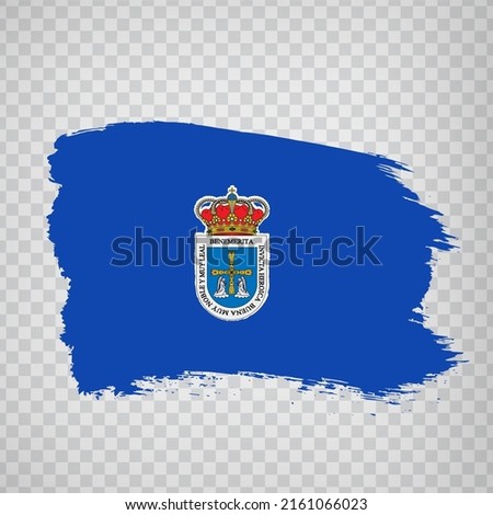 Flag of Oviedo brush strokes. Flag Oviedo is capital of Asturias on transparent background for your web site design, app, UI.  Spain. EPS10