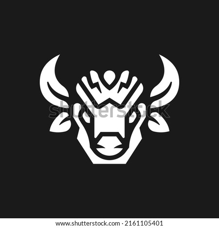 Wild Animal Bison Logo Silhouette Concept Illustration