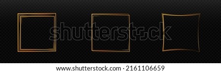 Golden light frame of golden abstract lines on a transparent background. Festive frame for advertising, banners, discounts, logo, exhibition, pedestal, invitations.Vector Royalty-Free Stock Photo #2161106659