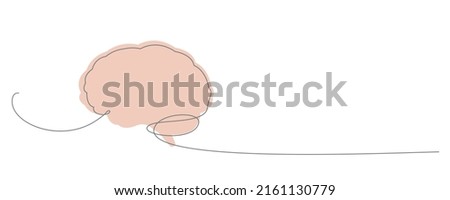 One line brain design silhouette.Logo design. Hand drawn minimalism style
