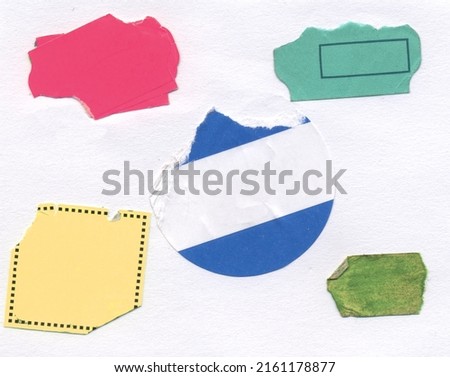 set of empty grungy adhesive price stickers, multicolored price tags, with free copy space, isolated on white background Royalty-Free Stock Photo #2161178877