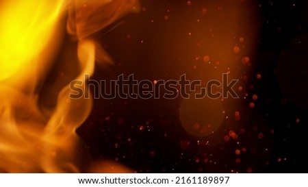 Fire abstract background with flames and copyspace. Isolated on black background.