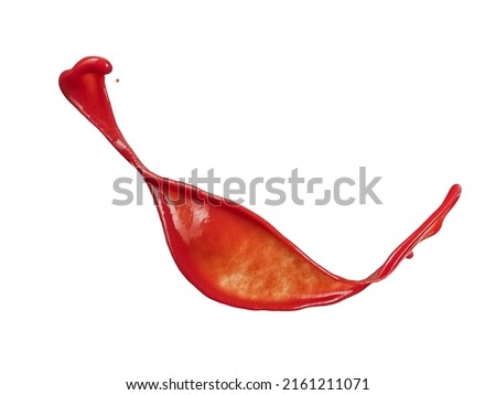 Red tomato ketchup splash on white background Royalty-Free Stock Photo #2161211071