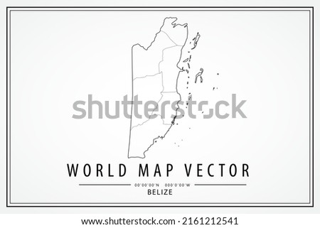 Belize Map - World Map International vector template with High detailed thin black line and outline graphic sketch style isolated on white background - Vector illustration eps 10 Royalty-Free Stock Photo #2161212541