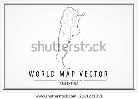 Argentina Map - World Map International vector template with High detailed thin black line and outline graphic sketch style isolated on white background - Vector illustration eps 10