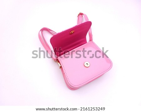 cute girl shoulder bag purse isolated on white background shopping fashion Royalty-Free Stock Photo #2161253249