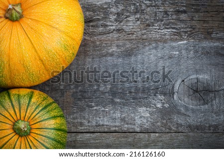 Fresh pumpkin on wooden table, close up