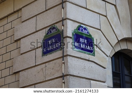 typical street name sign from Paris , France