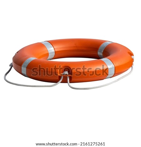 Lifebuoy with ropes to save life. isolated Royalty-Free Stock Photo #2161275261