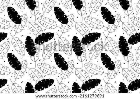 Beautiful vintage floral pattern. White and black line art leaves. Floral seamless background. An elegant template for fashionable prints. Vector illustration
