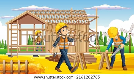 Building construction site background illustration