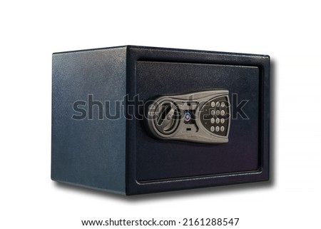 Safe for storing valuables or firearms. Background with copy space for text or lettering. Royalty-Free Stock Photo #2161288547