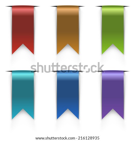Color flag tags vector set isolated on white background.
