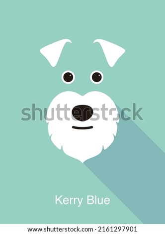 Kerry Blue dog face flat icon design, vector illustration