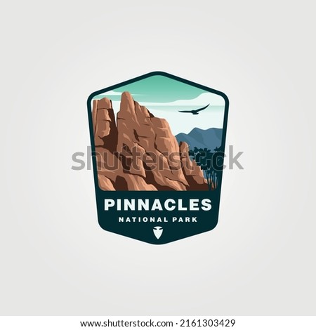 pinnacles national park vector patch logo symbol illustration design, us national park collection design Royalty-Free Stock Photo #2161303429