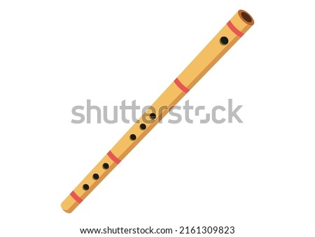 Bamboo flute vector design. Wooden flute flat style vector illustration isolated on white background. Vintage classical musical instruments concept. Flute clipart.  Royalty-Free Stock Photo #2161309823