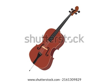 Cello vector design. Stringed family musical instrument. Cello flat style vector illustration isolated on white background. Cello, violin, double bass.   Royalty-Free Stock Photo #2161309829