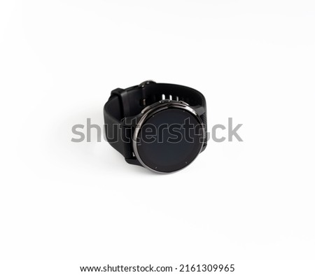 Smartwatch isolated on a white background. Realistic smartwatch black color style mockup. for printing healthy and application mockup.