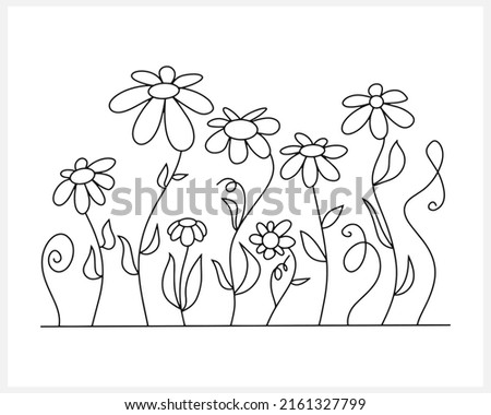 Flower with butterfly clip art isolated. Cartoon vector stock illustration. EPS 10
