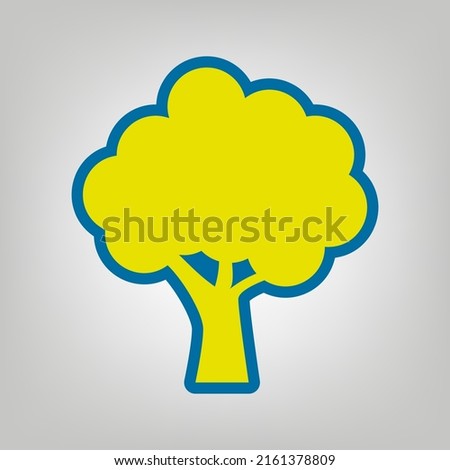 Tree icon. Icon in colors of Ukraine flag (yellow, blue) at gray Background. Illustration.