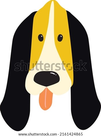 Basset hound tricolor puppy. Vector illustration eps 10. 