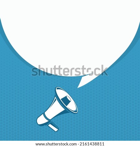 Megaphone with blank bubble speech. Loudspeaker advertisement concept. Banner for business, promotion and advertising.  Vector illustration in flat style. EPS 10.