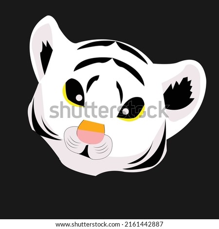 White cute tiger head digital art