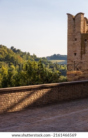 The time of sunset along the streets of the Marche village of Torre di Palme