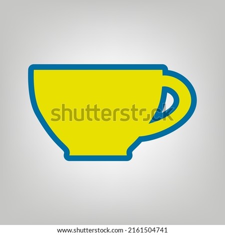 Cup sign. Icon in colors of Ukraine flag (yellow, blue) at gray Background. Illustration.
