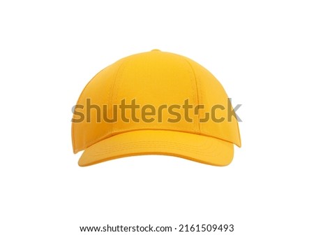 single yellow baseball cap or uniform hat, on white background, isolated Royalty-Free Stock Photo #2161509493