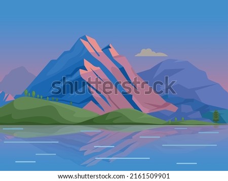 Mountain landscape. The mountain is surrounded the river