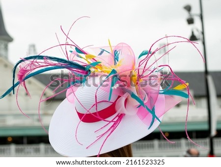 Elegant hats at a horse race  Royalty-Free Stock Photo #2161523325