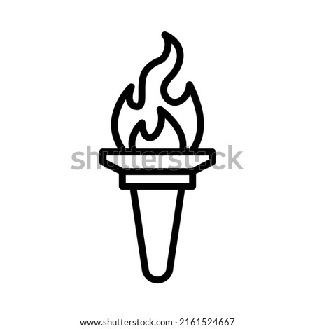 Torch Icon. Line Art Style Design Isolated On White Background